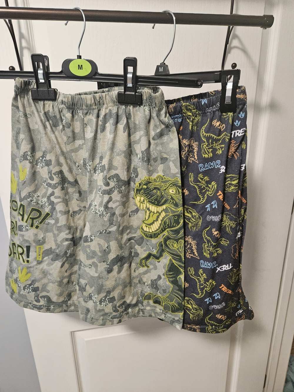 Kids Dinosaur Print Pajama Bottoms - Green & Black